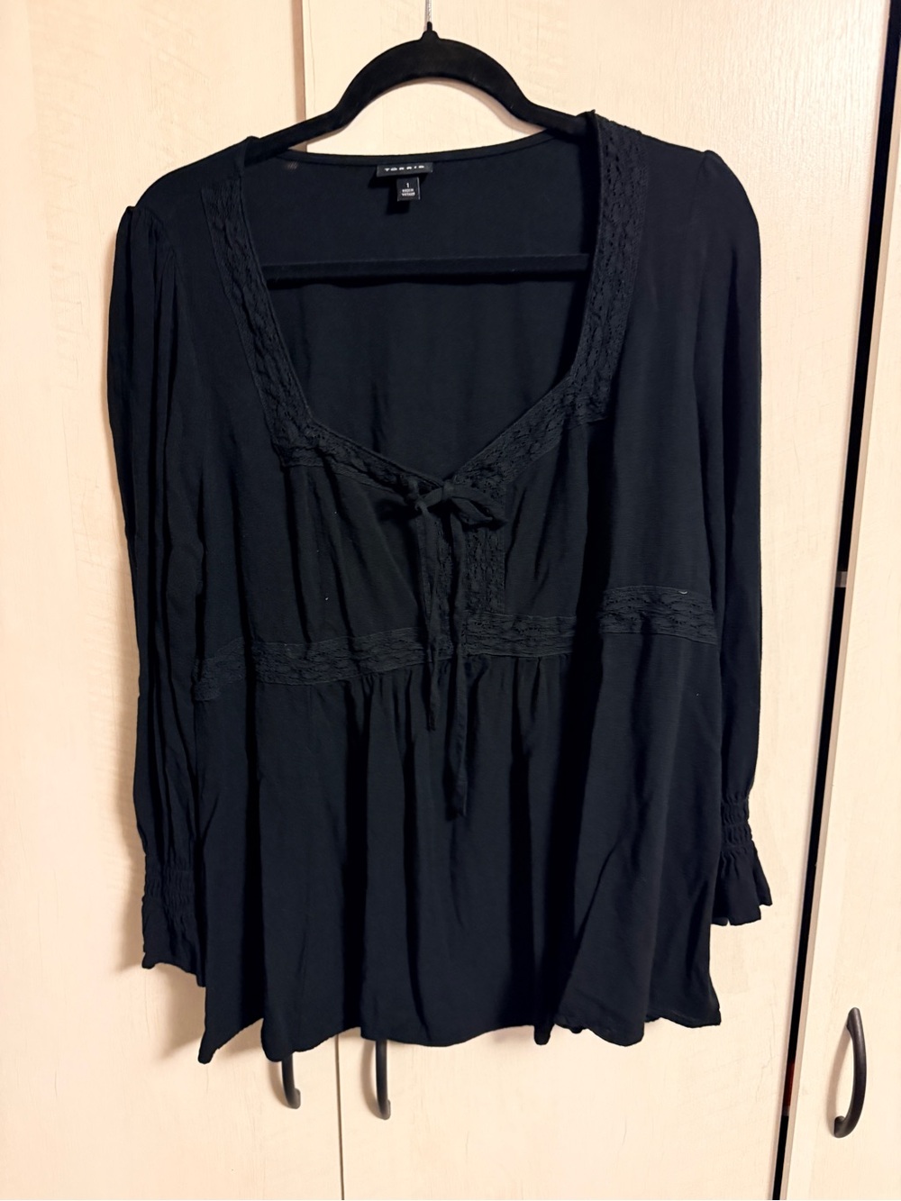 torrid Black Lace-Trim Tie-Front Tunic